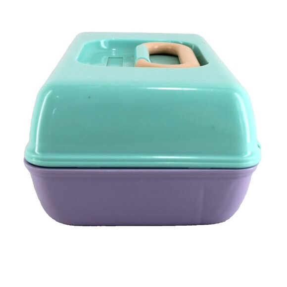 Caboodles Pretty in Petite Makeup Travel Case Seafoam Lavender Plastic Mini - Picture 2 of 5